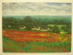 SOLD: landscape / poppy field - monet, 70 x 50 cm; acrylic
