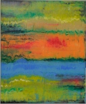 abstract / olive-beige-peach-blue; 100 x 120 cm, oil on acrylic