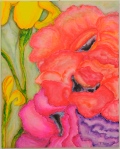SOLD: still life / irises & poppies; 80 x 100 cm, acrylic