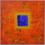 SOLD: modern art / orange: depth perception, 90 x 90 cm, acrylic