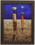 SOLD: modern art / african moon, 60 x 80 cm; acrylic (framed 71 x 91 cm)