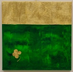 modern art / "lucky"- gold/green, 40 x 40 cm, box; acrylic