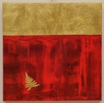 modern art / fern gold / red, 40 x 40 cm, box; acrylic