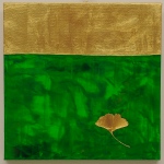 modern art / ginko gold / green, 40 x 40 cm, box; acrylic