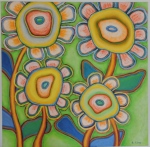 modern art / family of flowers IV / green, 90 x 90 cm, oil on acrylic